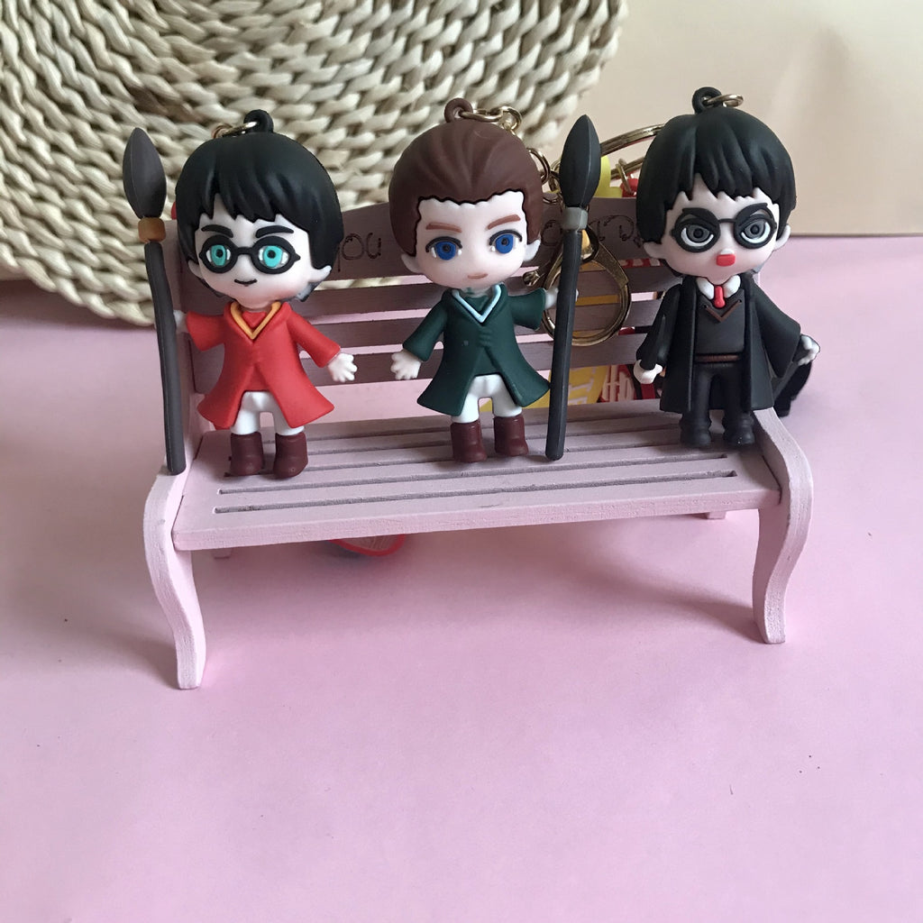 PVC Harry Potter Doll Keychain Cartoon Couple Bags Ornaments Car Decoration Pendant Small Gift
