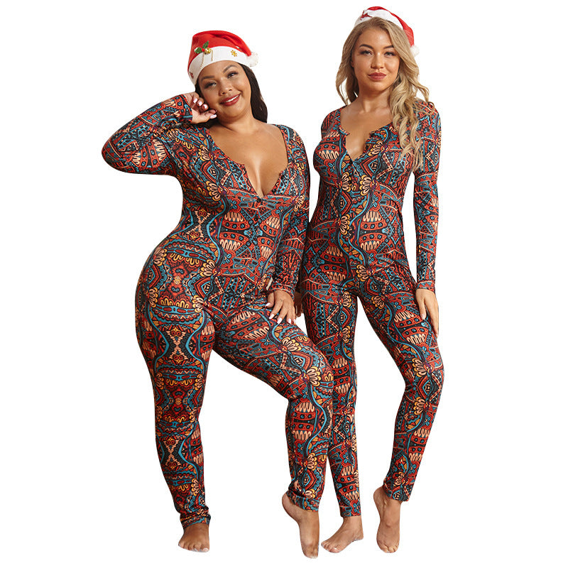 Christmas Tight Stretch Knitted Jumpsuit Women's Jumpsuit