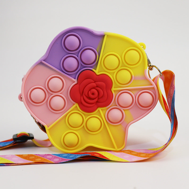 Rose Bag Silicone Bubble Children's Crossbody Bag Flower Coin Purse Girl