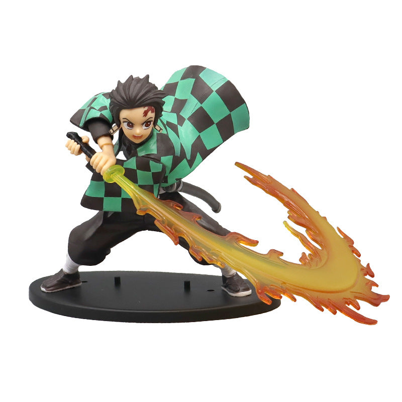 Kimetsu No Yaiba Hand-Made Battle My Wife Shan Yi Yan Column Fire God Tanjirou Anime Peripheral Decoration Chassis Decoration