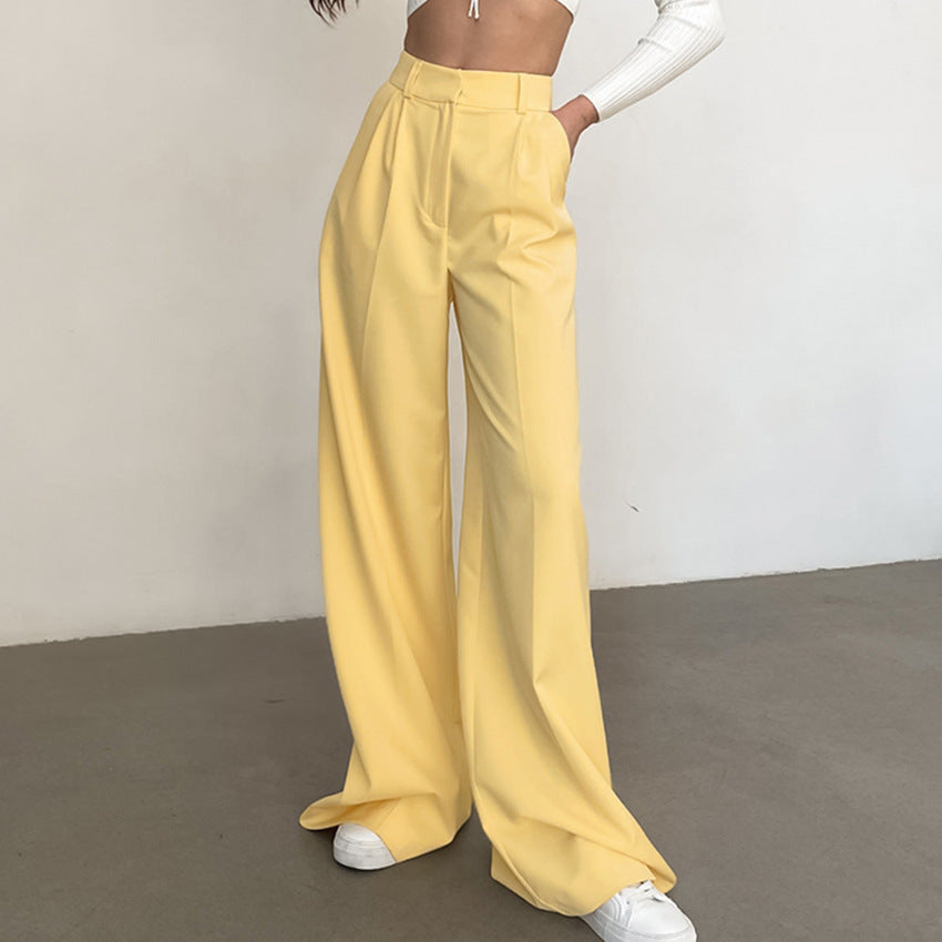 European and American Mop Pants Commuter Trousers High Waist Loose Temperament Versatile Minority Fashion Casual Pants Women's Clothing