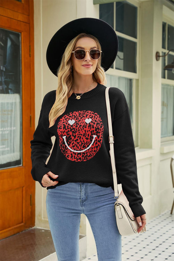 Women's New Love Valentine's Day round Neck Sweater Women's European and American Large Size Halloween Sweater