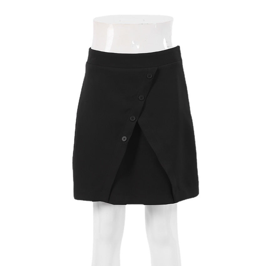 Black All-Matching Slim Fit A- line Skirt Temperament Commute High Waist Skirt for Women