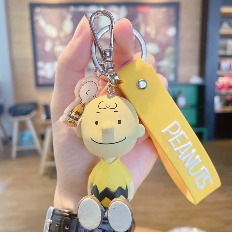 Cartoon Genuine Snoopy Charlie Keychain Bag Three-Dimensional Pendant Cute Car Pendant Key Chain