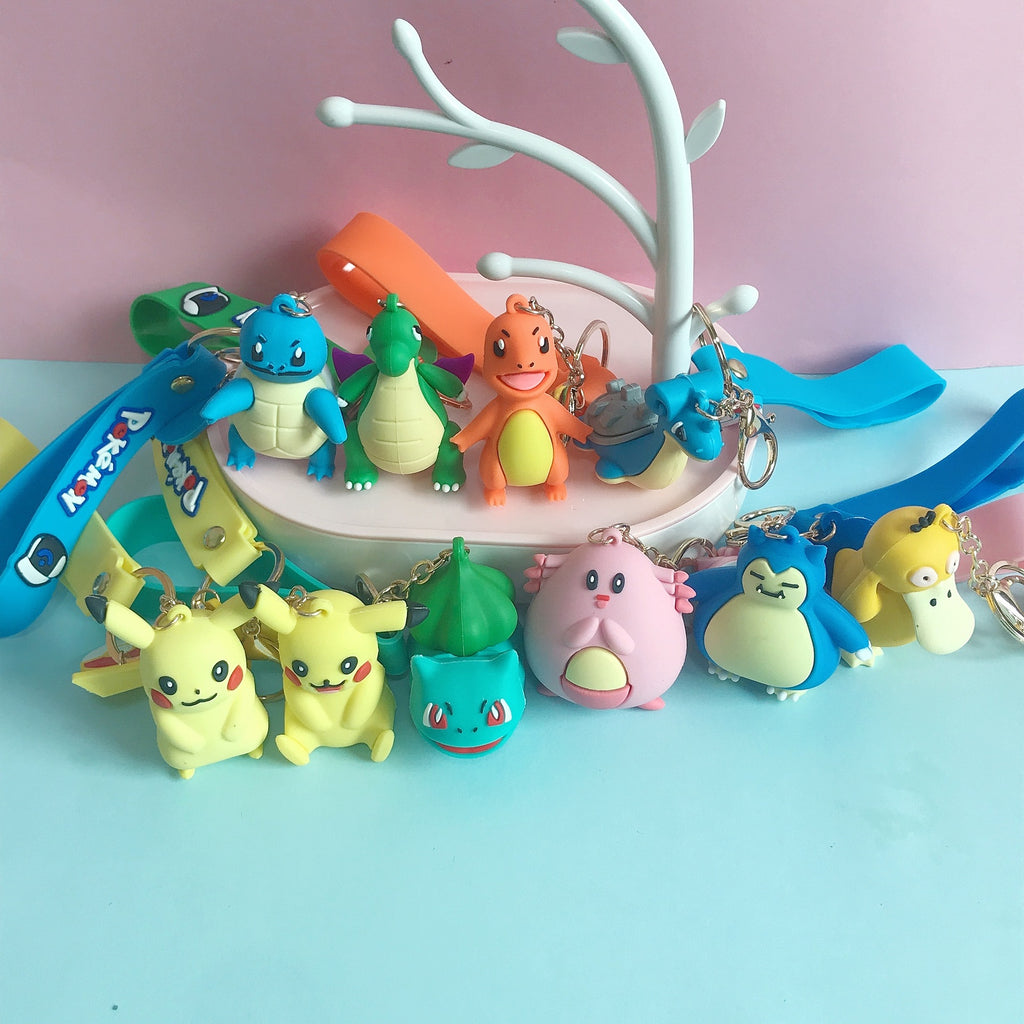 PVC Soft Rubber Pet Elf Pendant Pokemon Ornament Pikachu Keychain Couple Cartoon Bag Pendant