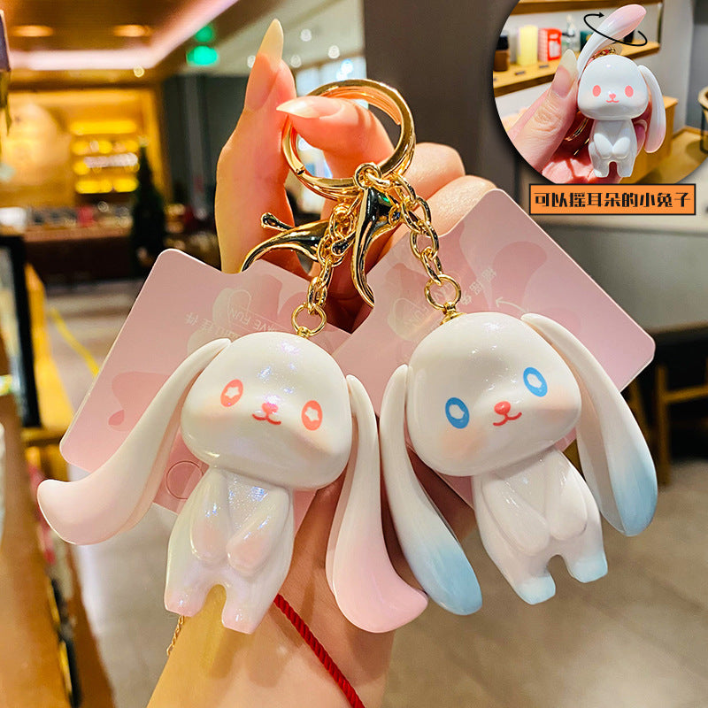 Genuine Cute Ears Shaking Rabbit Creative Car Keychain Schoolbag Pendant Lovers Rabbit Cartoon Small Gift