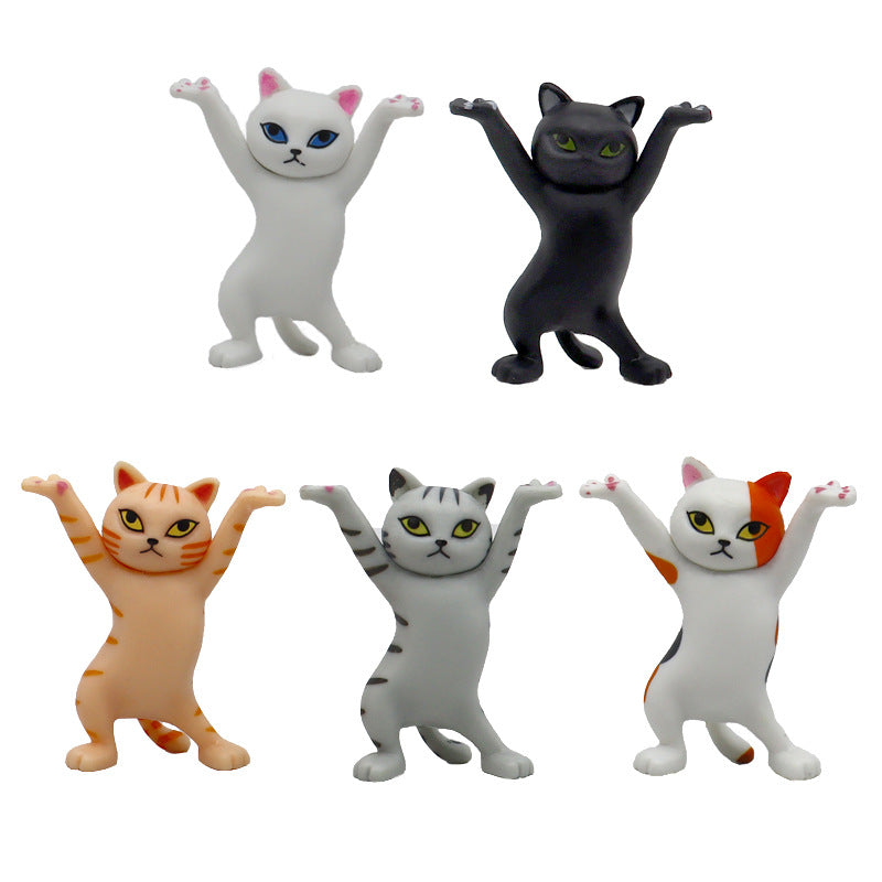 Dancing Cat Pen Holder Toy Doll Decoration Raise Hand Enchanting Cat Ornaments Pen Holder Five Cats Lift Coffin Official Anime