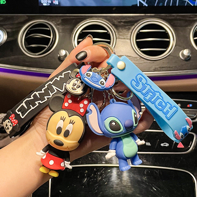 Mickey Stitch Keychain Pendant Cute Baby Doll Small Gift Car Key Chain Bag Ornaments