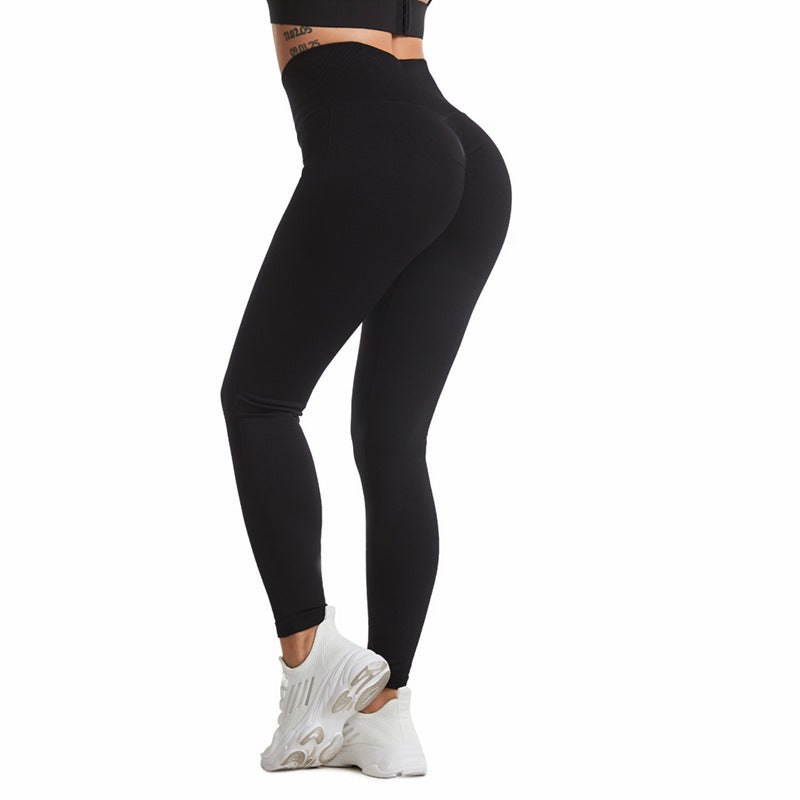 Amazon Cross-Border Yoga Hip-Lifting Smiley Face Sports Pants High Waist Large Size Seamless Yoga Clothes Women's Solid Color Trousers