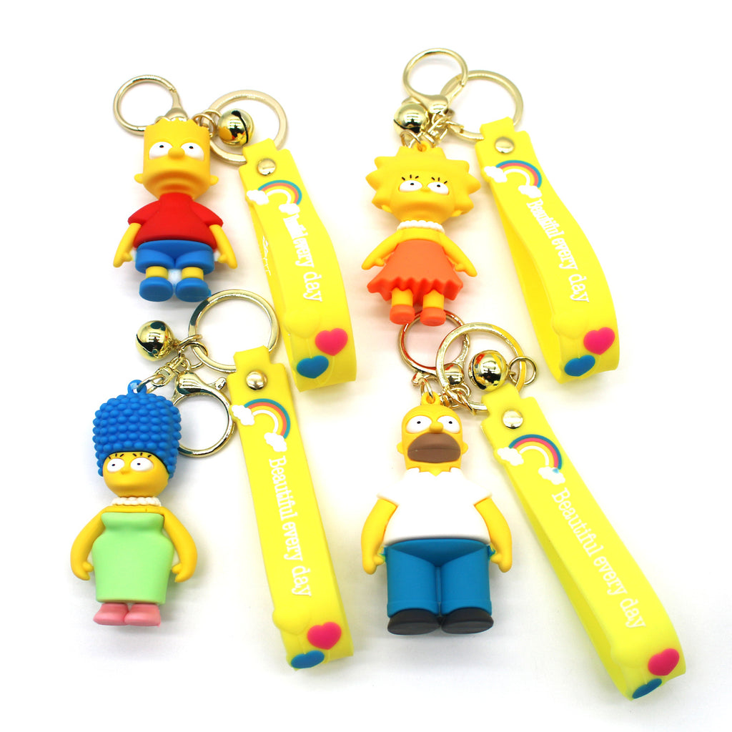Simpsons Keychain The Simpsons Key Pendants Homer Bully Couple Bags Hanging Ornament Pendant