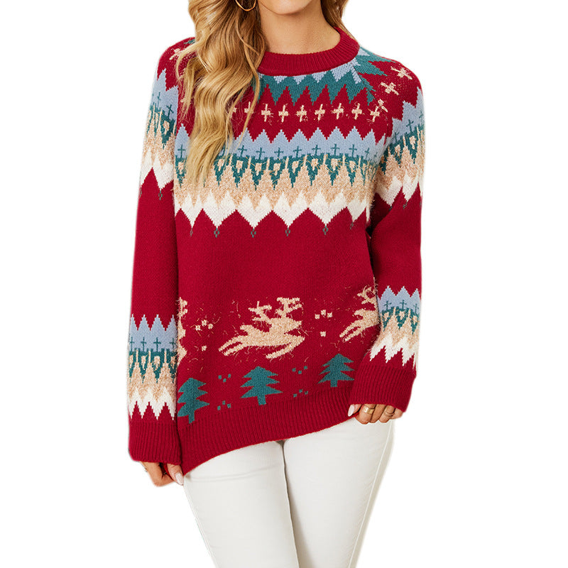 Christmas Sweater Autumn Winter Assorted Colors Christmas Festival Deer Sweater for Women