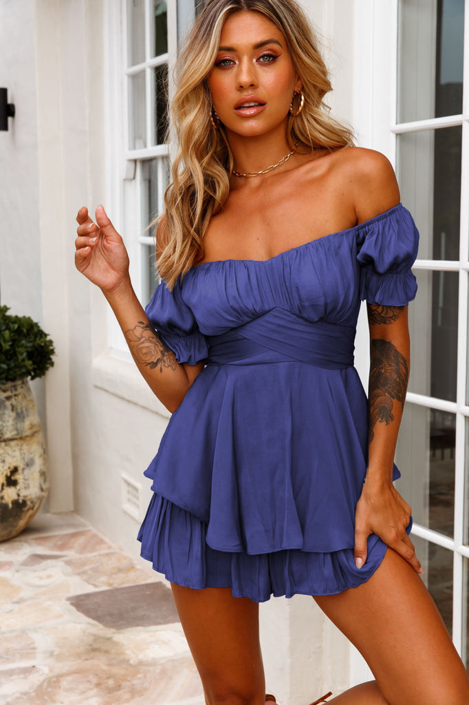 Jumpsuit Solid Color Fashion Sexy off-Neck Lantern Ruffle Sleeve Casual Summer Women's Clothing Short Pants