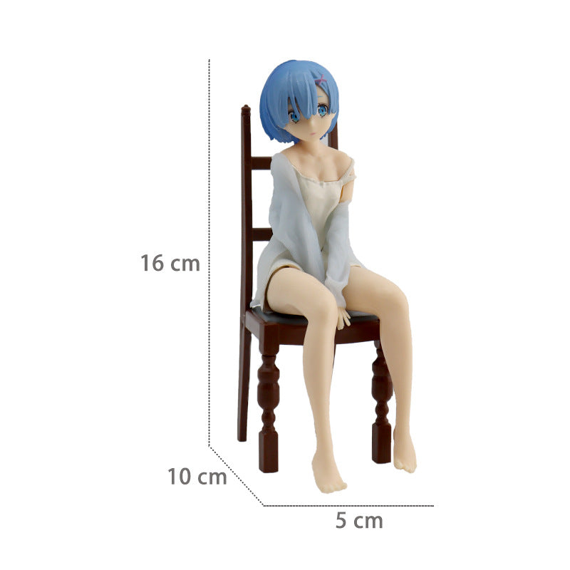 Solid Belt Chair Blue Hair REM Car Decoration Decoration Chair Pajamas Wear Sling Car Decoration Car Accessories