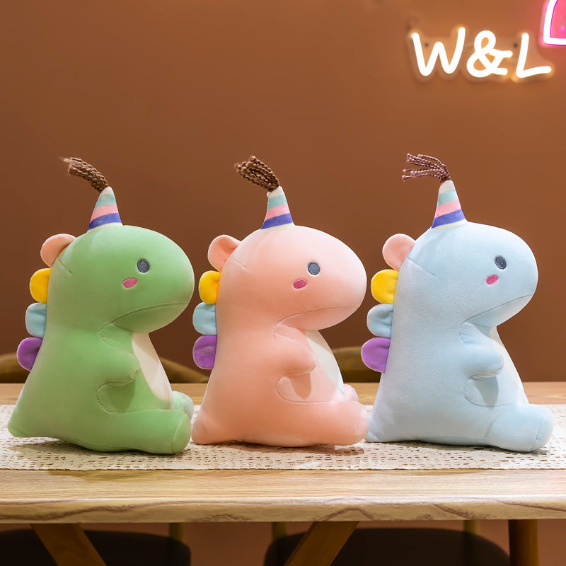Single Horn Dinosaur Plush Toy Doll Single Horn Cap Gorgeous Colorful Candy Color Gift Doll for Children