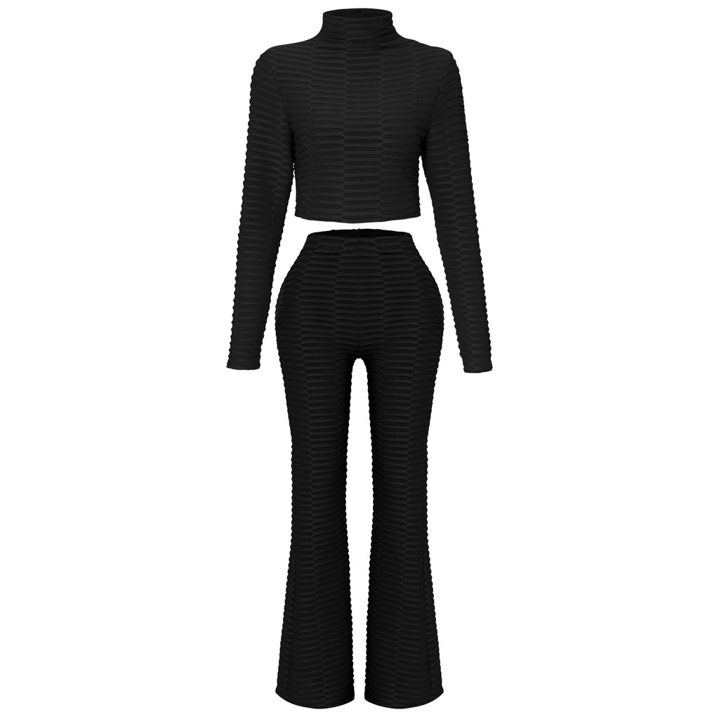 2022 fashion casual suit women's European and American foreign trade short tops slim fit and slim flared pants