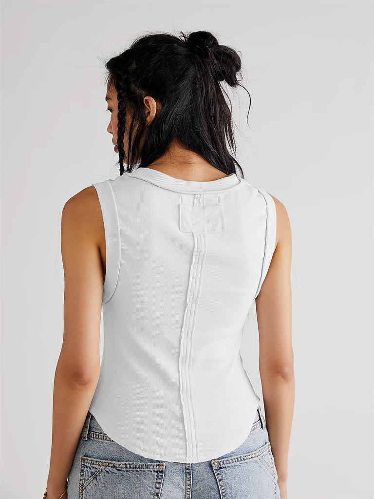 Rib Stitching Vest round Neck Sleeveless Bottoming Top Versatile High-Grade Sweater