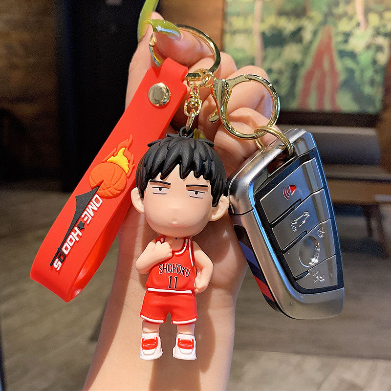 Trendy Cool Slam Dunk Boys Car Key Ring Schoolbag Pendant Cartoon Basketball Teenager Doll Small Gift