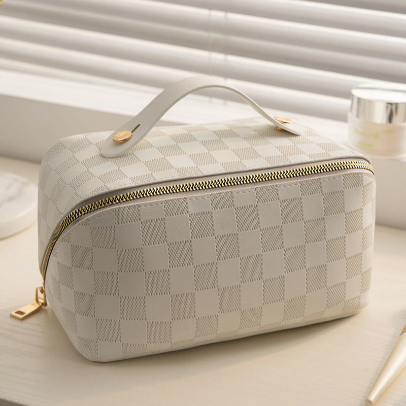 Plaid Pillow Bag Cosmetic Bag Women's Large Capacity Portable Ins Internet Celebrity Travel Cosmetics Wash Bag Storage Bag