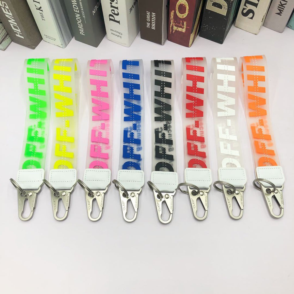 Fashion Brand off White Keychain Plastic Transparent Epoxy Three-Dimensional Letters PVC Mobile Phone Pendant