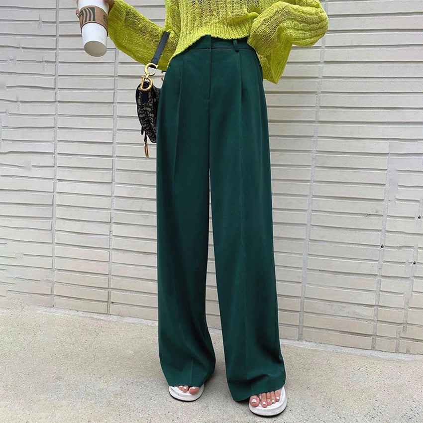 Casual Pants Trousers Wide Leg Pants Women's European and American Commuters' Suit Pants Lengthened Trousers