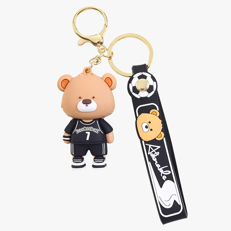 Internet Celebrity Sports Bear Basketball Wear Keychain Men and Women Automobile Hanging Ornament Exquisite Bag Hanging Ornament Keychain
