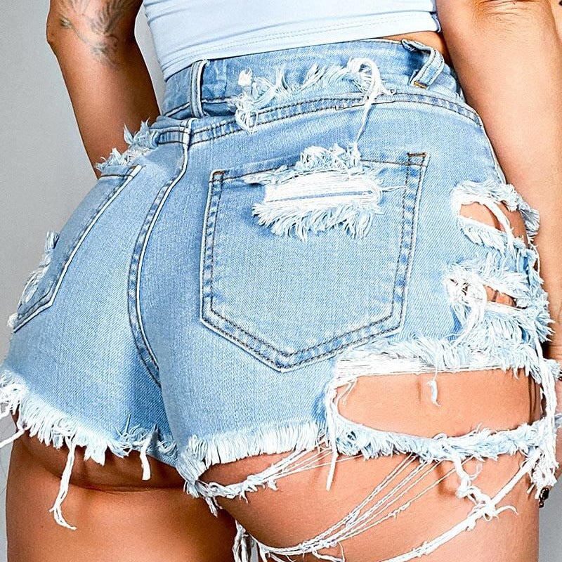 Bestseller Fashion Trendy High Waist Ripped Fringe Shorts