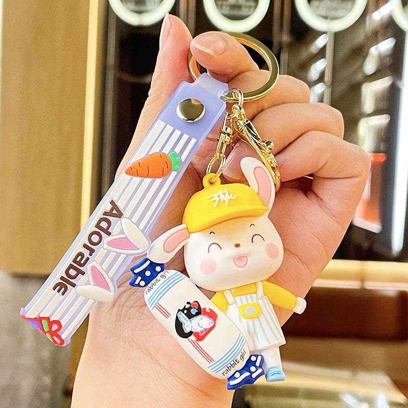 Cartoon Toffee Rabbit Keychain Pendant Car Cute Jewelry Couple Bags Hanging Doll Key Chain