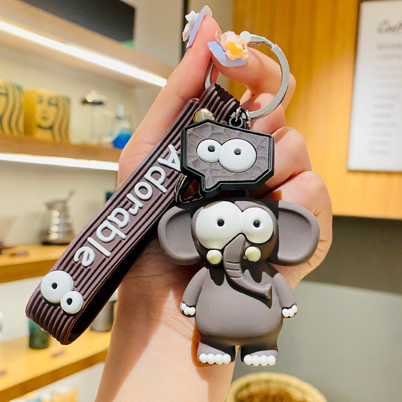 Creative Funny Cute Cartoon Ugly and Cute Eye-Popping Doll Keychain Car Shape School Bag Pendant Small Gift Wholesale Pair