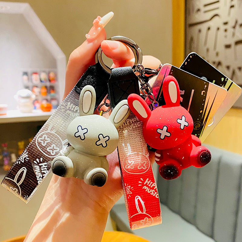 Creative Cartoon Xx Eye Xiaomengtu Cute Car Keychain Schoolbag Pendant Rabbit Year Exquisite Pair of Small Gifts