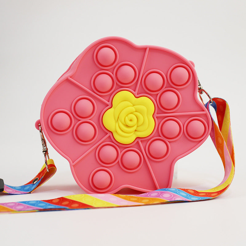 Rose Bag Silicone Bubble Children's Crossbody Bag Flower Coin Purse Girl