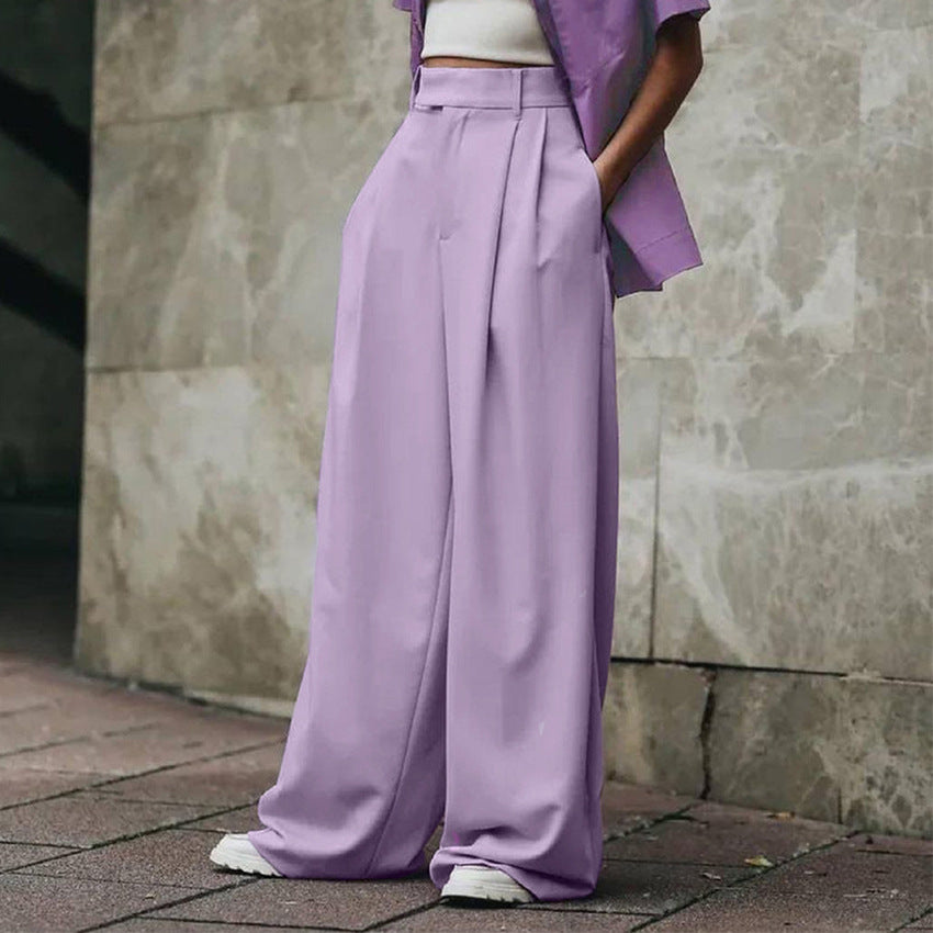 Bestseller French Style European and American Purple Loose Street Niche Wide-Leg Pants Casual Pants Lengthened Women's Pants