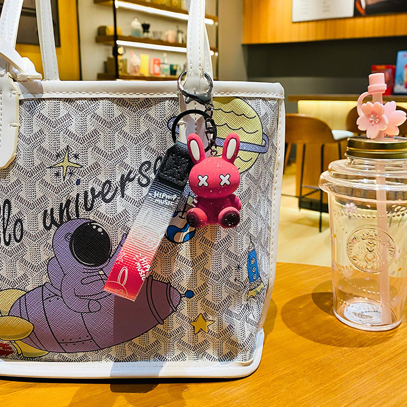 Creative Cartoon Xx Eye Xiaomengtu Cute Car Keychain Schoolbag Pendant Rabbit Year Exquisite Pair of Small Gifts