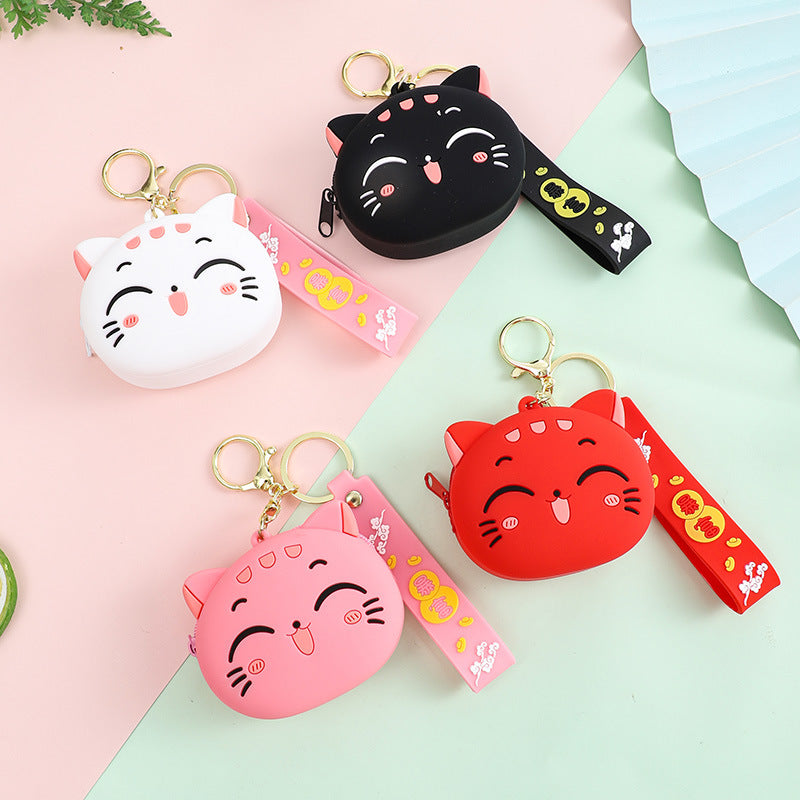 Creative Cartoon Cat Coin Purse Keychain Cute Pendant Exquisite Schoolbag Pendant Coin Earphone Storage