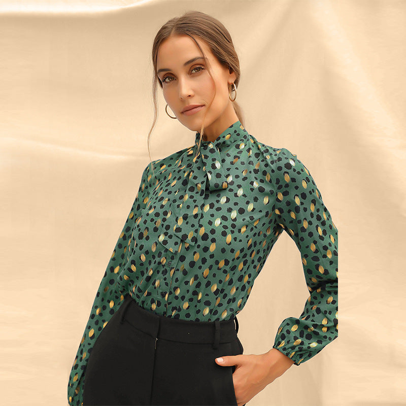 European and American women's clothing 2022 autumn and winter long-sleeved tops, chiffon shirts, women's printed shirts