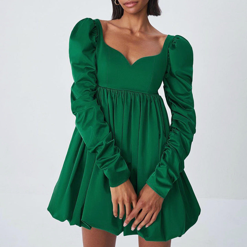 Fashionable High-Grade Satin Draping Green Pettiskirt for Women