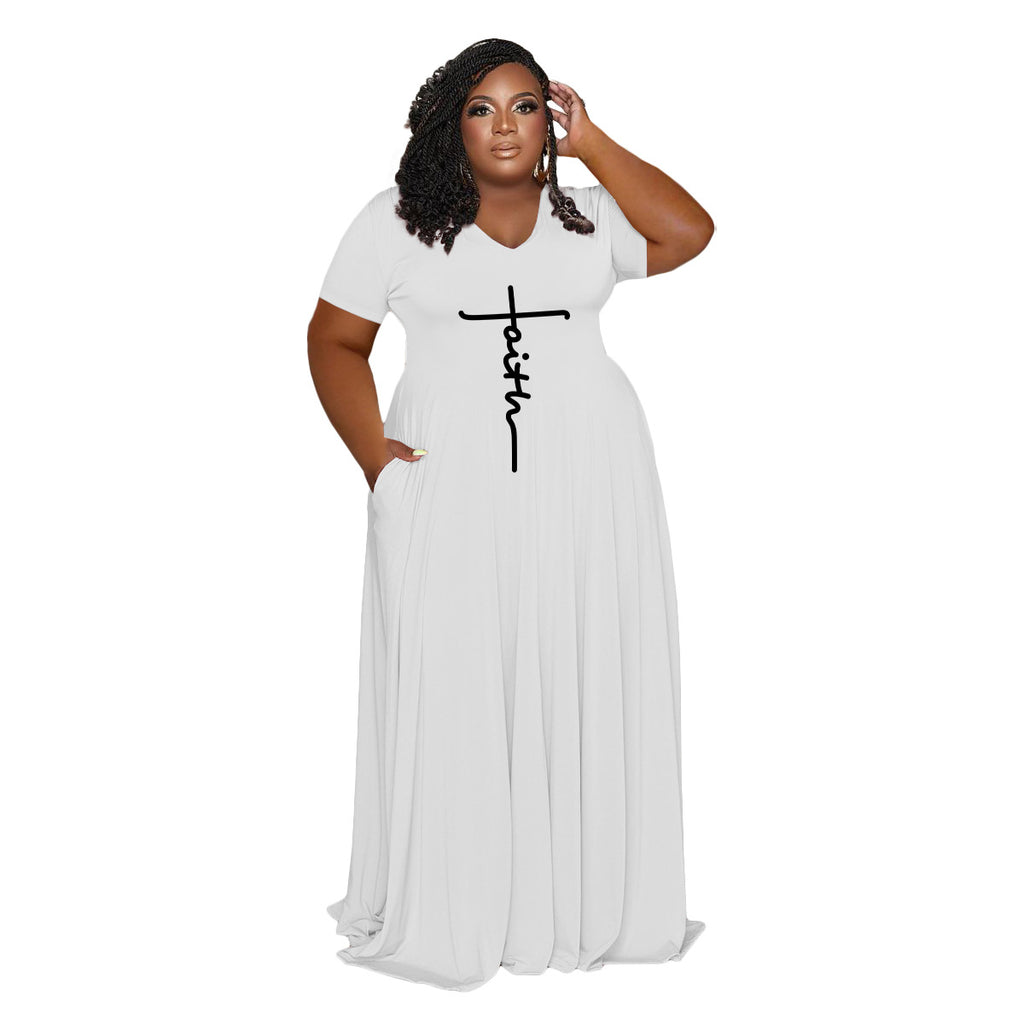 Bestseller plus Size Dress Casual Fashion V-neck plus Size Long Dress Women's Clothing