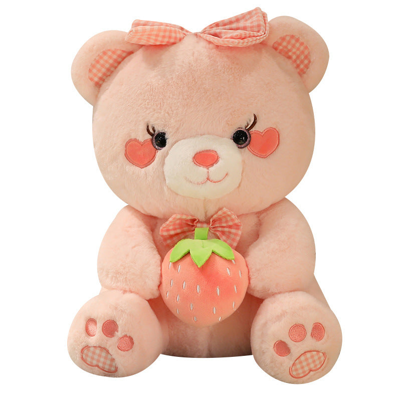 Cute Pink Strawberry Little Bear Doll Large Size Strawberry Bear Stuffed Doll Girls' Bed Children's Day Gift