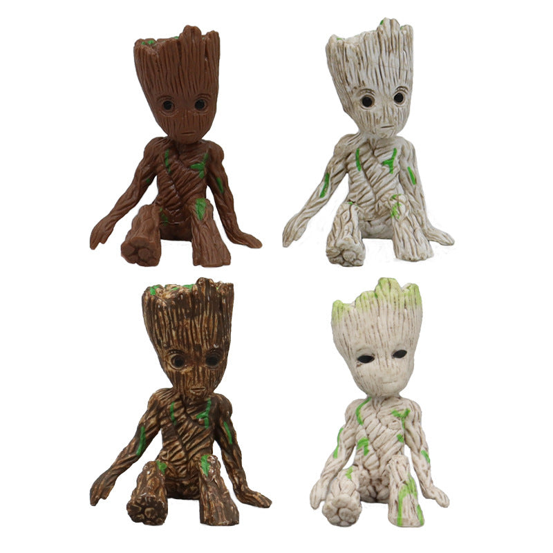 GRUIT Flower Pot Small Tree Man Groot Anime Peripheral Figurine Garage Kits Blind Box Office Car Decoration