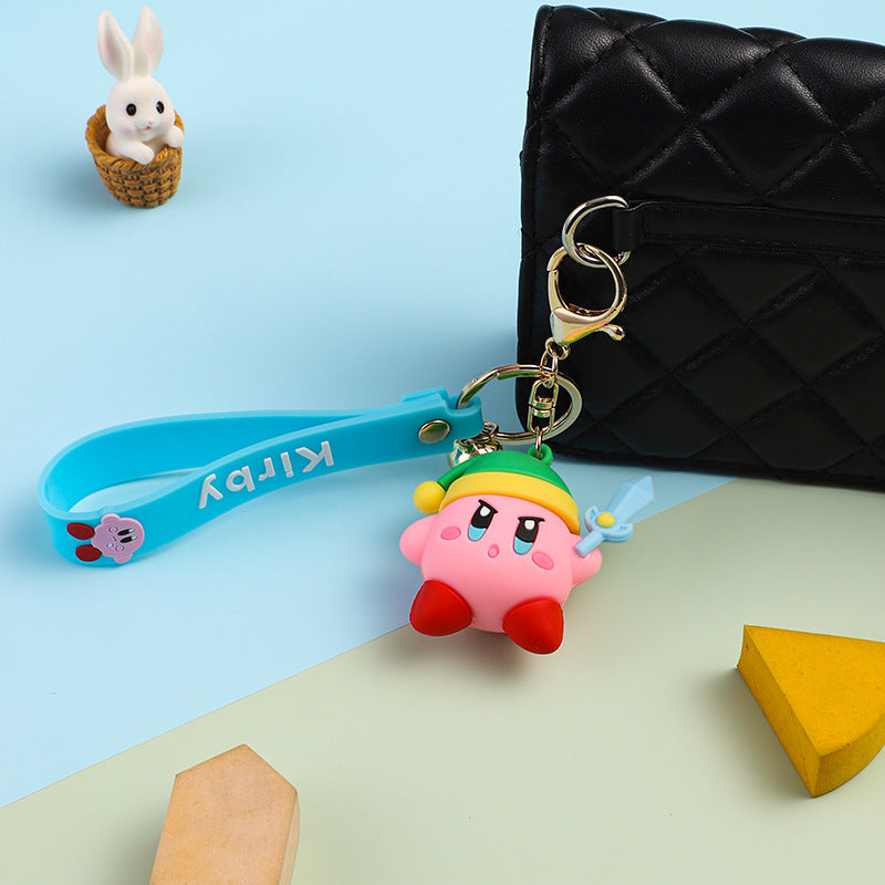 Cute Kirby PVC Keychain Pendant Cartoon Doll Little Creative Gifts Bag Accessories