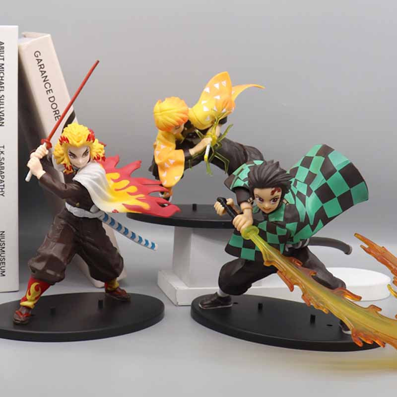 Kimetsu No Yaiba Hand-Made Battle My Wife Shan Yi Yan Column Fire God Tanjirou Anime Peripheral Decoration Chassis Decoration