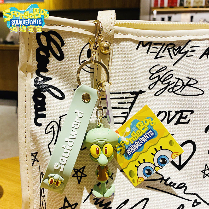 Cartoon SpongeBob Pie Star Keychain Female Cute Exquisite Couple Car Key Chain Handbag Pendant