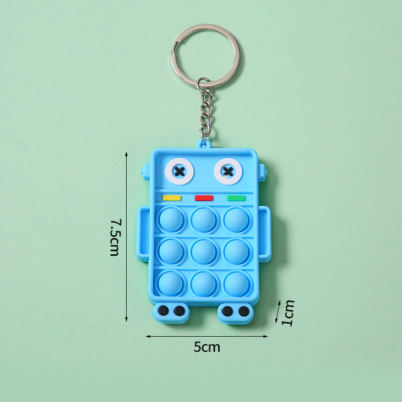 Decompression Cartoon Robot Keychain Educational Bubble Toy Children's Mini Keychain Pendant