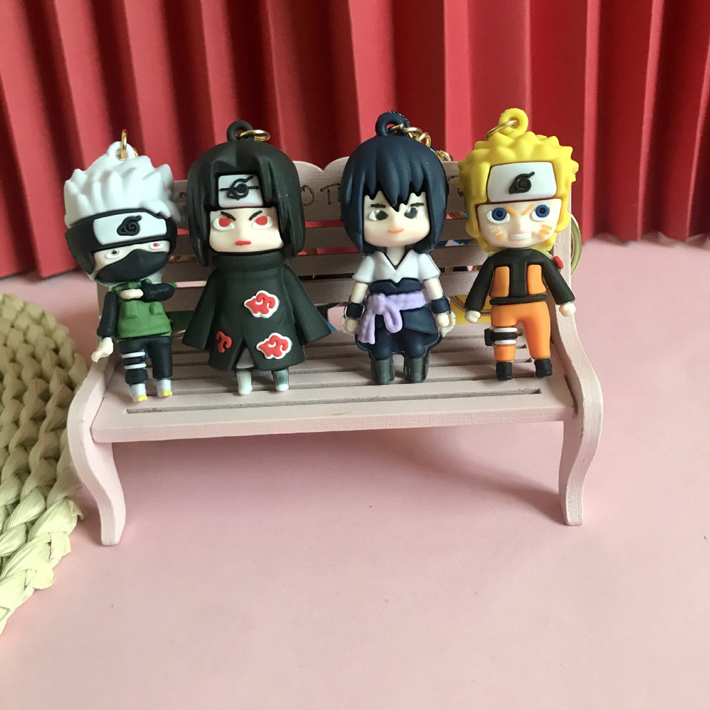 PVC Naruto Keychain Sasuke Naruto Gaara Skunk Key Pendants Couple Bags Cartoon Hanging Ornaments