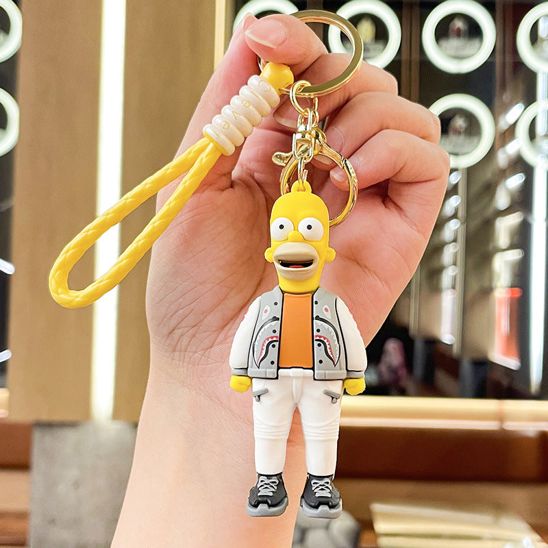 Celebrity Family Simpson Keychain Pendant Creative Cartoon Yiwu Small Commodity Doll Key Ring Pendants