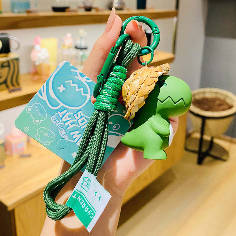 Straw Hat Friends Cartoon Dinosaur Genuine Creative Package Pendant Car Key Ring Ins Pair of Small Gifts