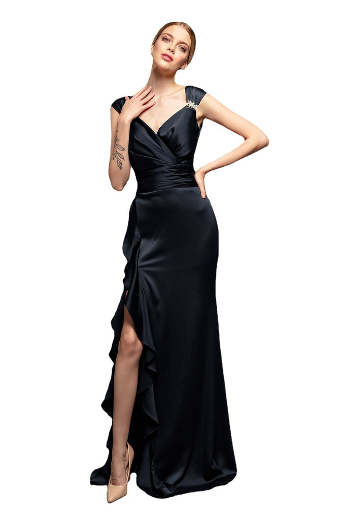 Sexy Slit V-neck Backless Banquet Evening Gown Annual Meeting Gown Trailing Skirt