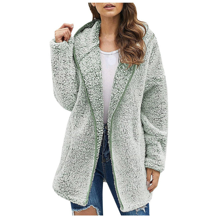Amazon Wish AliExpress EBay Casual Solid Color Polo Collar Hooded Long Sleeve Fleece Sweatshirt Fleece Shirt