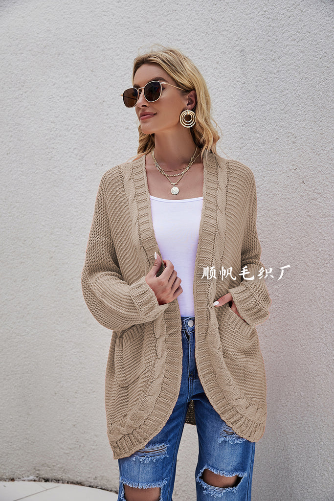 Twisted Rope Cardigan Fashion plus Size Thick Needle Sweater Coat for Women