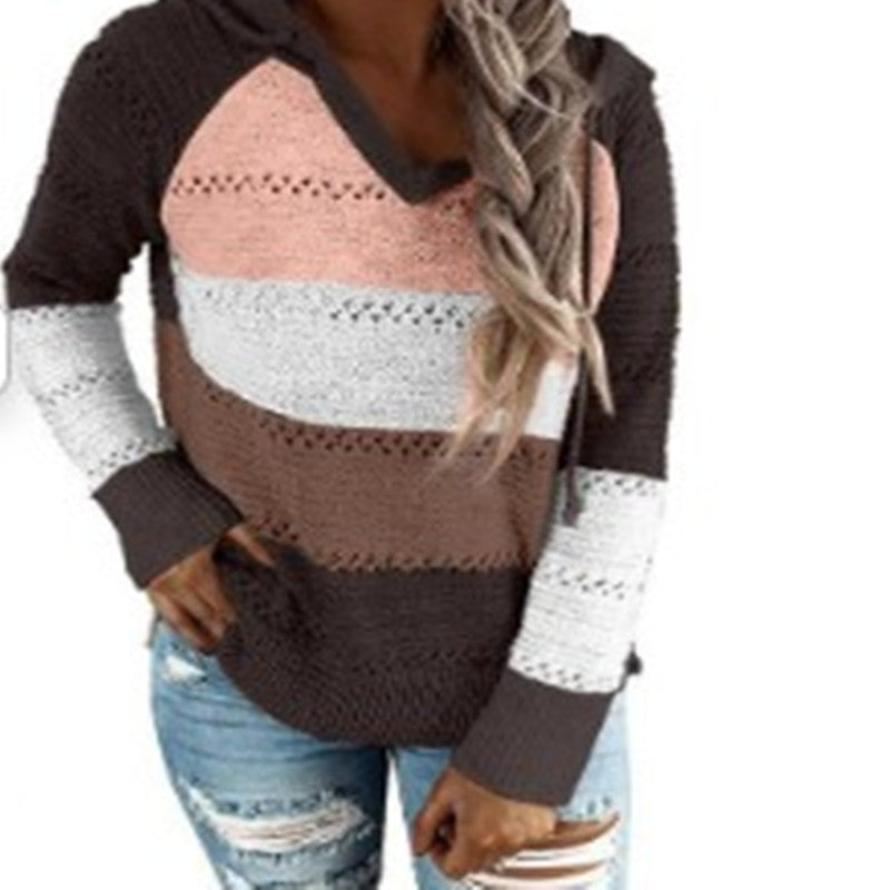 Autumn and Winter plus Size Women's Knitting Sweater Hooded Knitted plus Size Women's Sweater