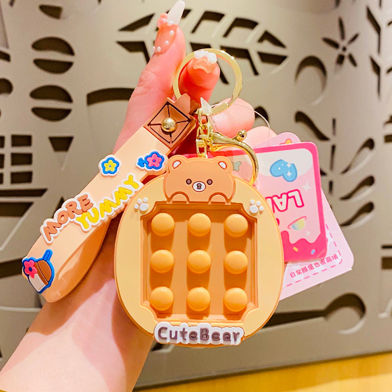 Genuine Cartoon Rabbit Decompression Pinch Lecon Yi Car Keychain Schoolbag Pendant a Pair of Internet Celebrity Small Gifts